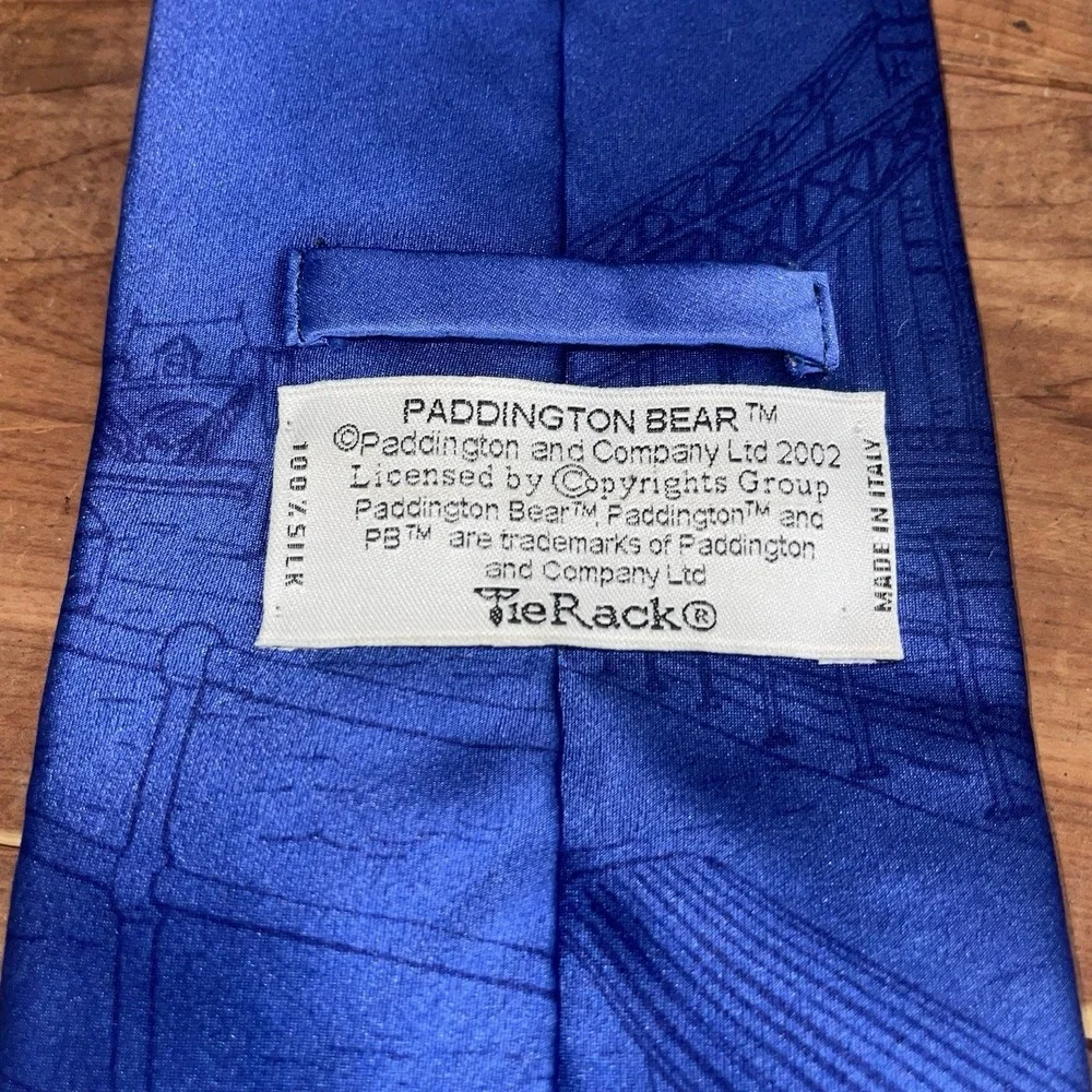 VTG Rare Paddington Bear London Bridge  Silk Tie, Tie Rack Made In Italy